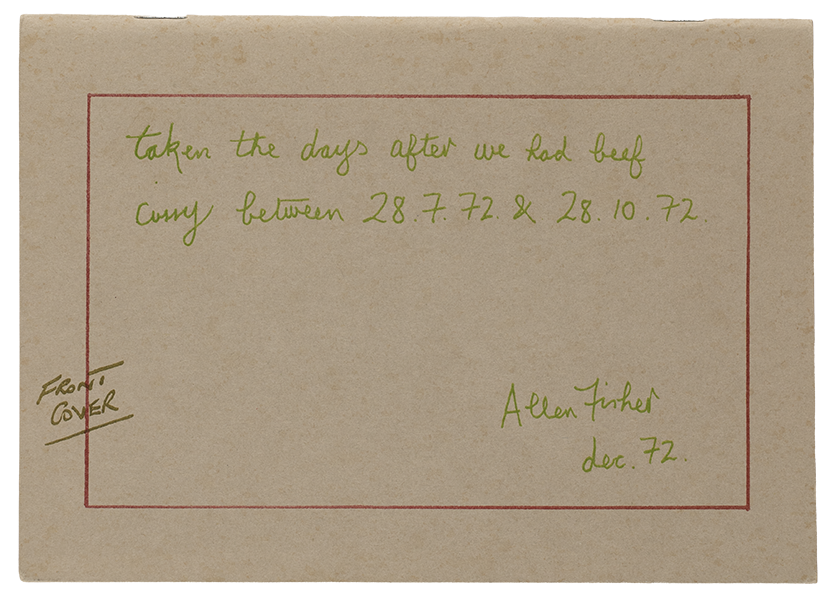 Taken the days after we had beef curry between 28.7.72 & 28.10.72