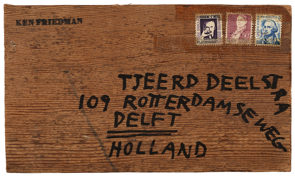 [Untitled, wood envelope to Tjeerd Deelstra, Delft]