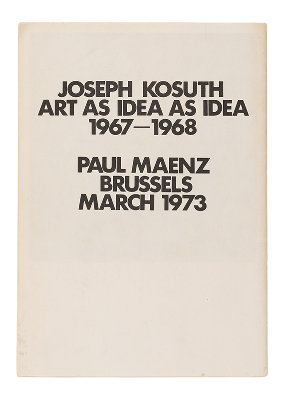 Art As Idea As Idea: 1967-1968